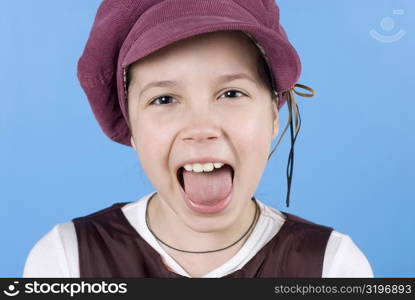 Close-up of a girl with her open mouth