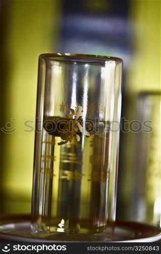 Close-up of a glass full of liquid, HohHot, Inner Mongolia, China