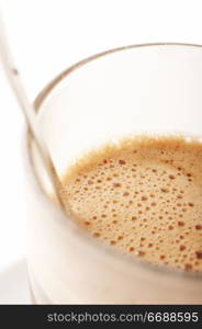 Close-up of a Glass of Hot chocolate with foam