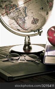 Close-up of a globe on a table