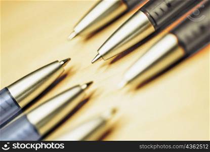 Close-up of a group of ballpoint pens