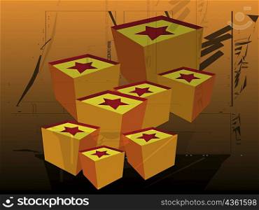 Close-up of a group of boxes