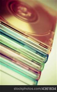 Close-up of a group of compact discs