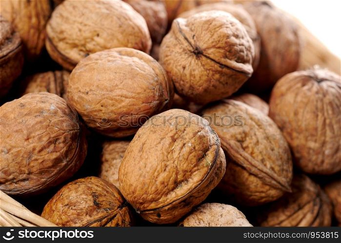 close up of a group of walnuts
