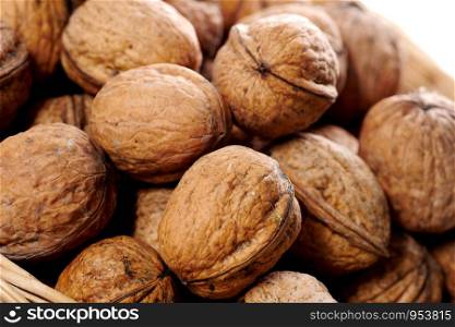 close up of a group of walnuts