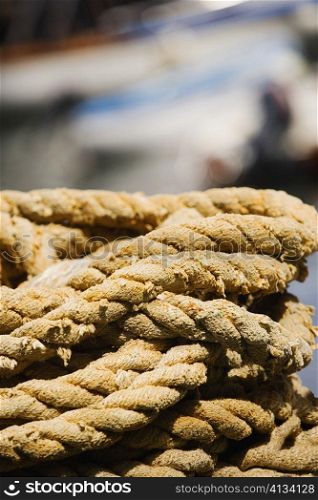 Close-up of a heap of a rope, Sorrento, Sorrentine Peninsula, Naples Province, Campania, Italy