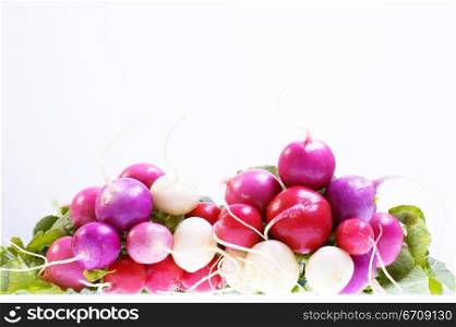 Close-up of a heap of radishes