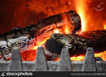 close up of a home fireplace for cold days
