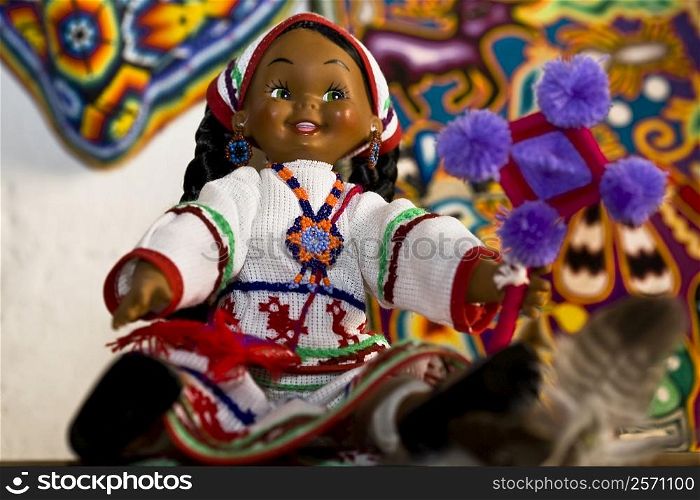 Close-up of a Huichol doll, Real De Catorce, San Luis Potosi, Mexico