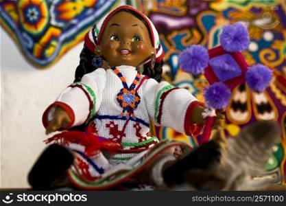 Close-up of a Huichol doll, Real De Catorce, San Luis Potosi, Mexico