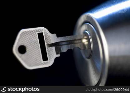 Close-up of a key in a lock