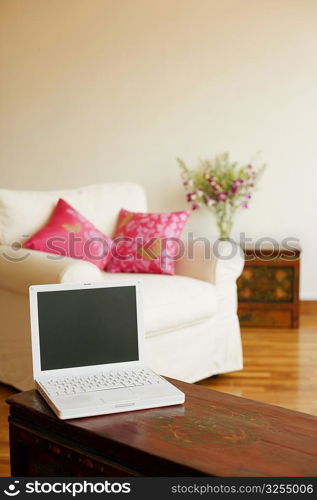 Close-up of a laptop on the table