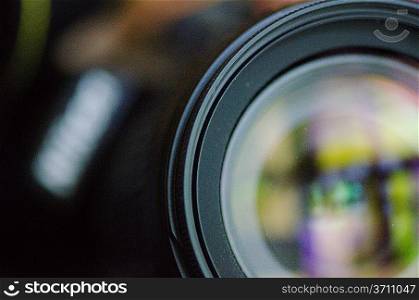 Close-up of a lens of a digital camera