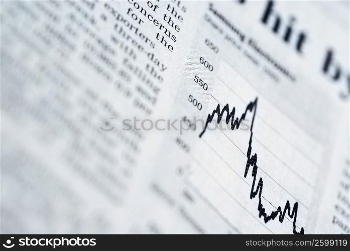 Close-up of a line graph on a business report