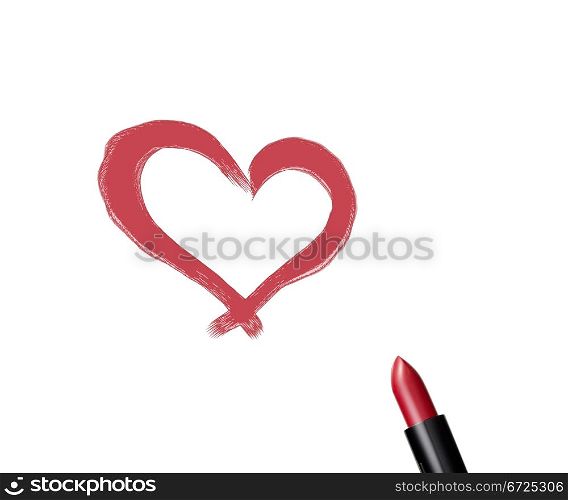 close up of a lipstick with heart shape on white background.. lipstick