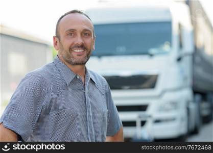 close up of a lorry truck driver smiling