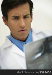 Close-up of a male doctor looking at an X-Ray report