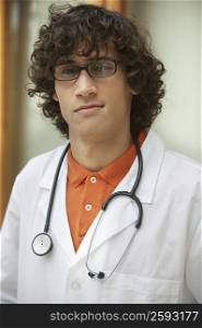 Close-up of a male doctor wearing a stethoscope