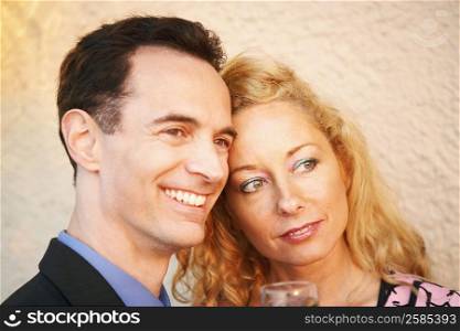 Close-up of a mature couple smiling
