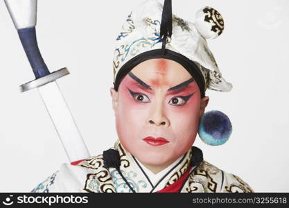 Close-up of a mature man wearing traditional clothing