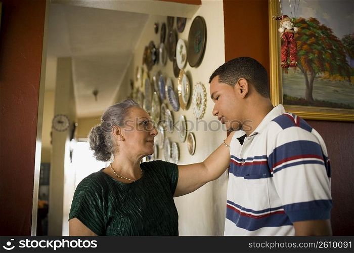 Close-up of a mature woman looking at her grandson