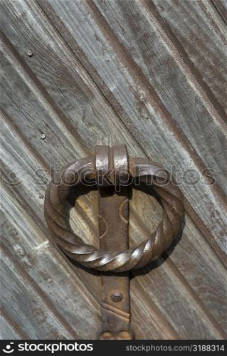 Close-up of a metal doorknocker