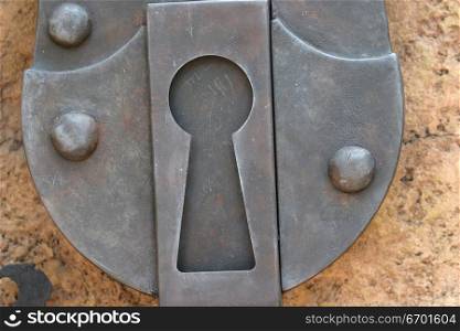Close-up of a metal keyhole