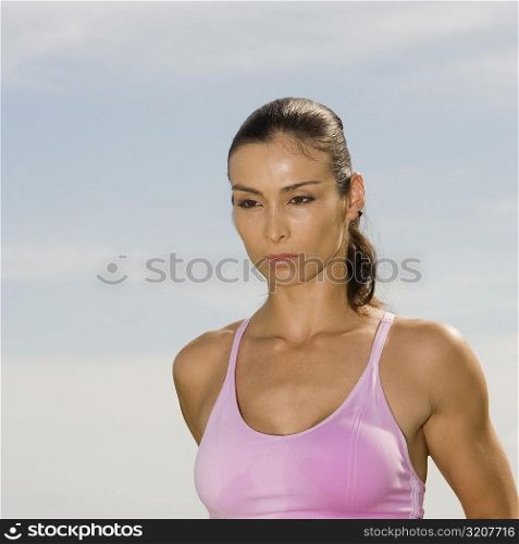 Close-up of a mid adult woman exercising