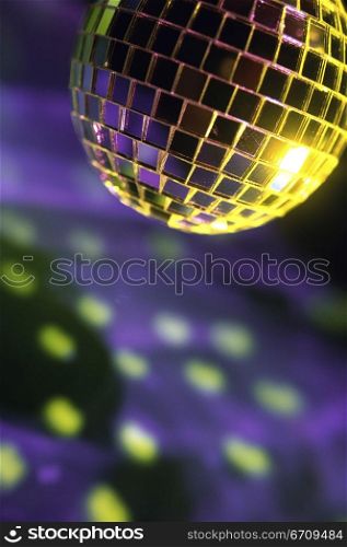 Close-up of a mirrored disco ball