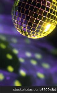 Close-up of a mirrored disco ball