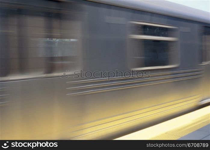 Close-up of a moving train