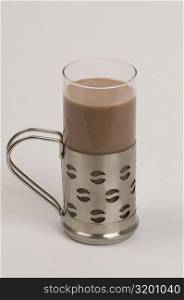 Close-up of a mug of chocolate milkshake