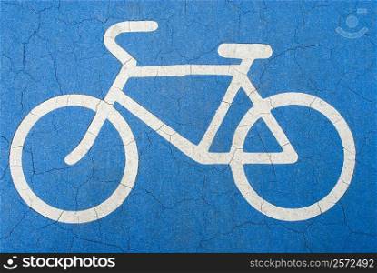 Close-up of a painted bicycle symbol
