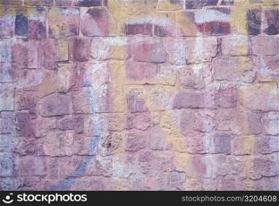 Close-up of a painted brick wall