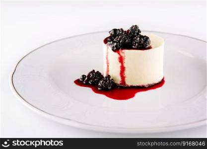 Close up of a panna cotta on plate