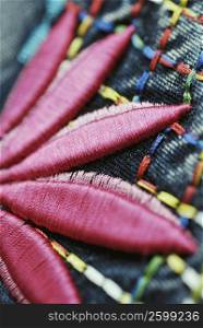 Close-up of a patch on denim