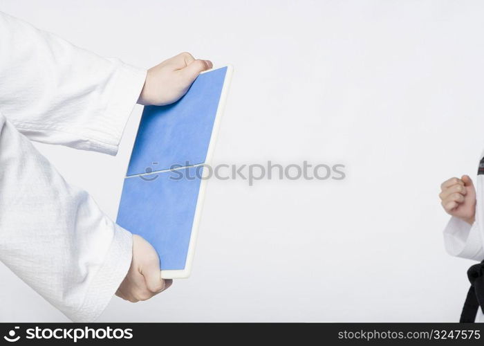 Close-up of a person&acute;s hands holding a tile