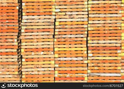 Close-up of a pile of building bricks