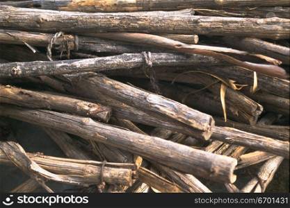 Close-up of a pile of firewood