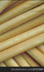 Close-up of a pile of French baguettes