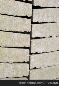 Close-Up of a Pile of Ornamental Bricks at a Building Site