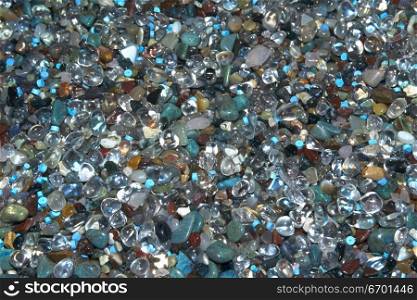 Close-up of a pile of shiny stones