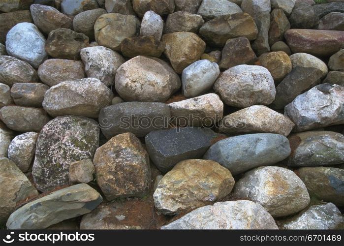 Close-up of a pile of weathered stones