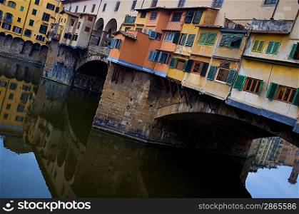 Close-up of a Ponte Vecchio bridge in Florence, Italy.