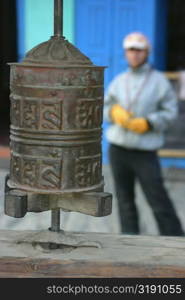 Close-up of a prayer wheel, Muktinath, Annapurna Range, Himalayas, Nepal