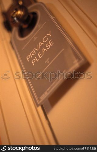 Close up of a privacy sign on a door