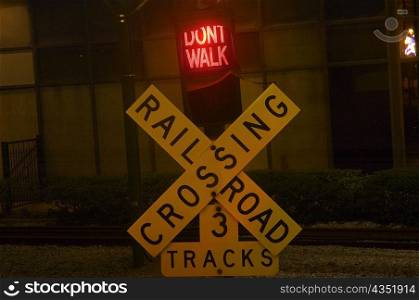 Close-up of a railroad crossing sign, New Orleans, Louisiana, USA