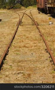 Close-up of a railroad track