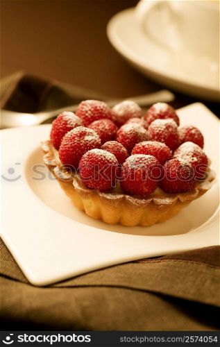 Close-up of a raspberry tart