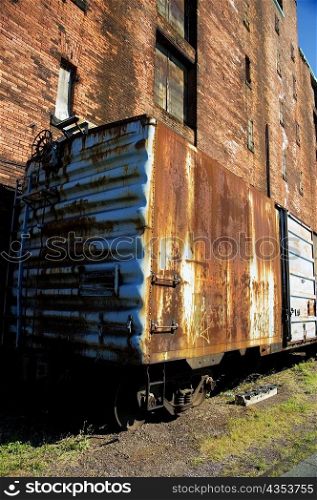 Close-up of a ruined train car, Boston, Massachusetts, USA